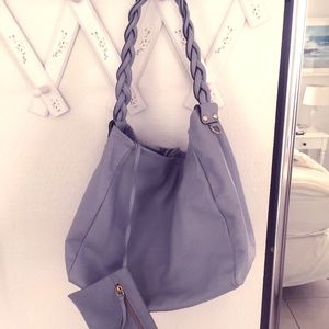 Pale Blue Leather Shoulder Bag FROM GREECE!